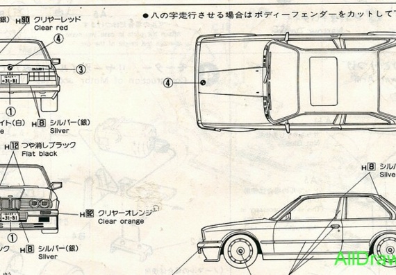 BMW 3 series E30 (БМВ 3 серии Е30) - чертежи (рисунки) автомобиля